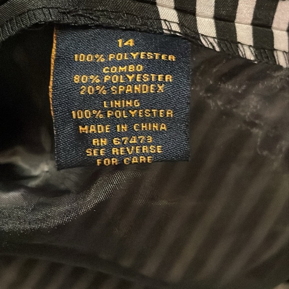 Taylor Dress Women Size 14 Black White Dressy Formal Polka Dots Stripe Pleated - Picture 11 of 14